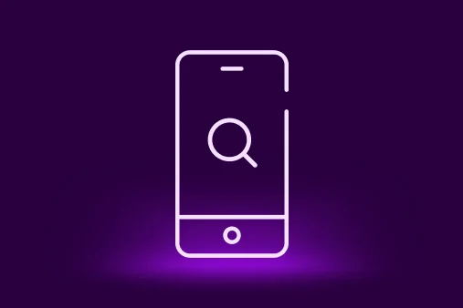 Mobilaus telefono iliustracija su lupa centre