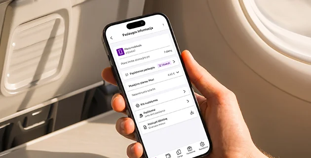Paslaugos informacija Mano Telia programėlėje
