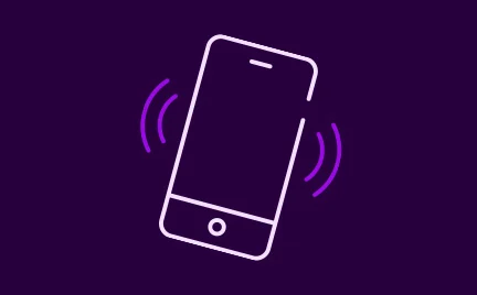 Skambančio telefono ikona tamsiame fone