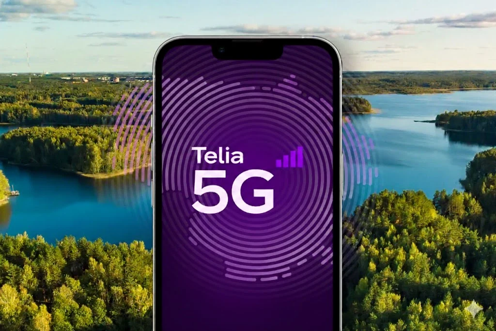 Telefonas Lietuvos gamtos fone su Telia 5G ryšiu