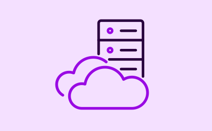 Debesies ir serverio piktogramos, simbolizuojančios svetainių talpinimo paslaugas, duomenų saugojimą ir interneto infrastruktūrą.