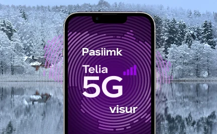 Telefonas Lietuvos gamtos fone su Telia 5G ryšiu