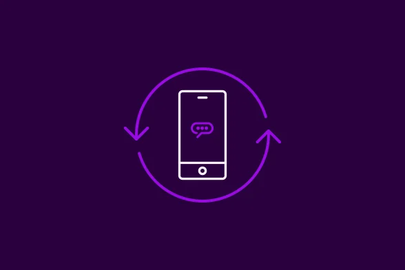 užimto skambučio ikona violetiniame fone