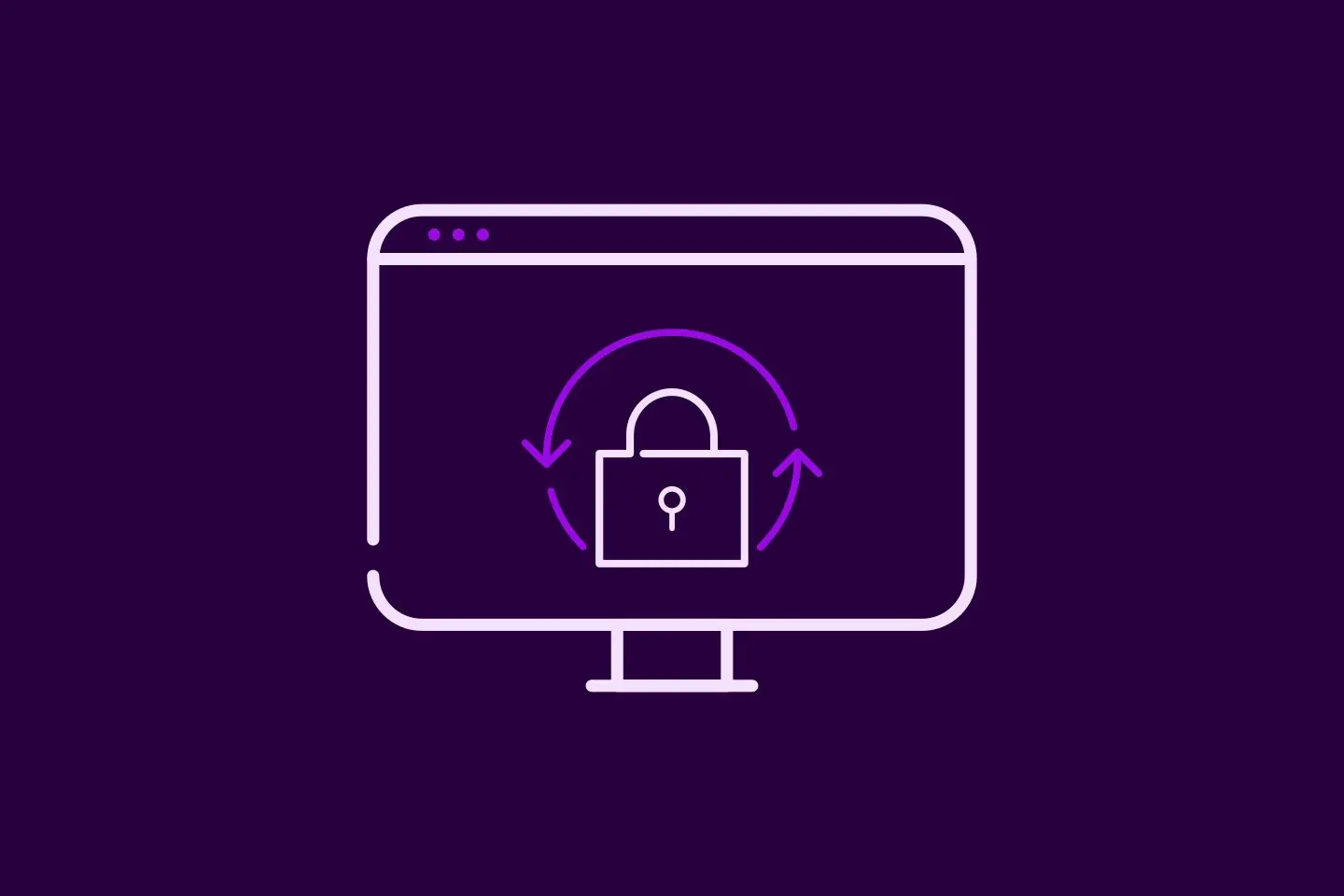 Violetiniame fone interneto svetainės langą simbolizuojanti ikona su spyna jos viduje